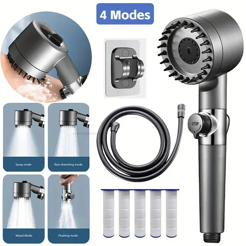 Shower Head Kit High Pressure for Hard Water Pressure Showers Replete for Bathroom Shower 3-mode Adjustable Spray with Massage