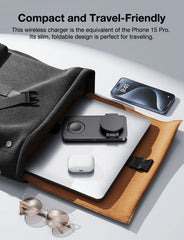 Magnetic 3 in 1 Fast Wireless Charger Stand Foldable Charging Station For iPhone 16 15 14 13 12 Apple Watch 9 8 7 6 Airpods Pro