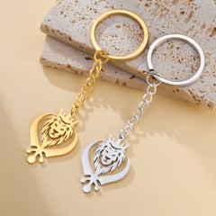My Shape Fashion Lion King With Sikh Symbol Khanda Keychain Stainless Steel Animal Key Ring Bag Accessories Hip Hop Jewelry Gift