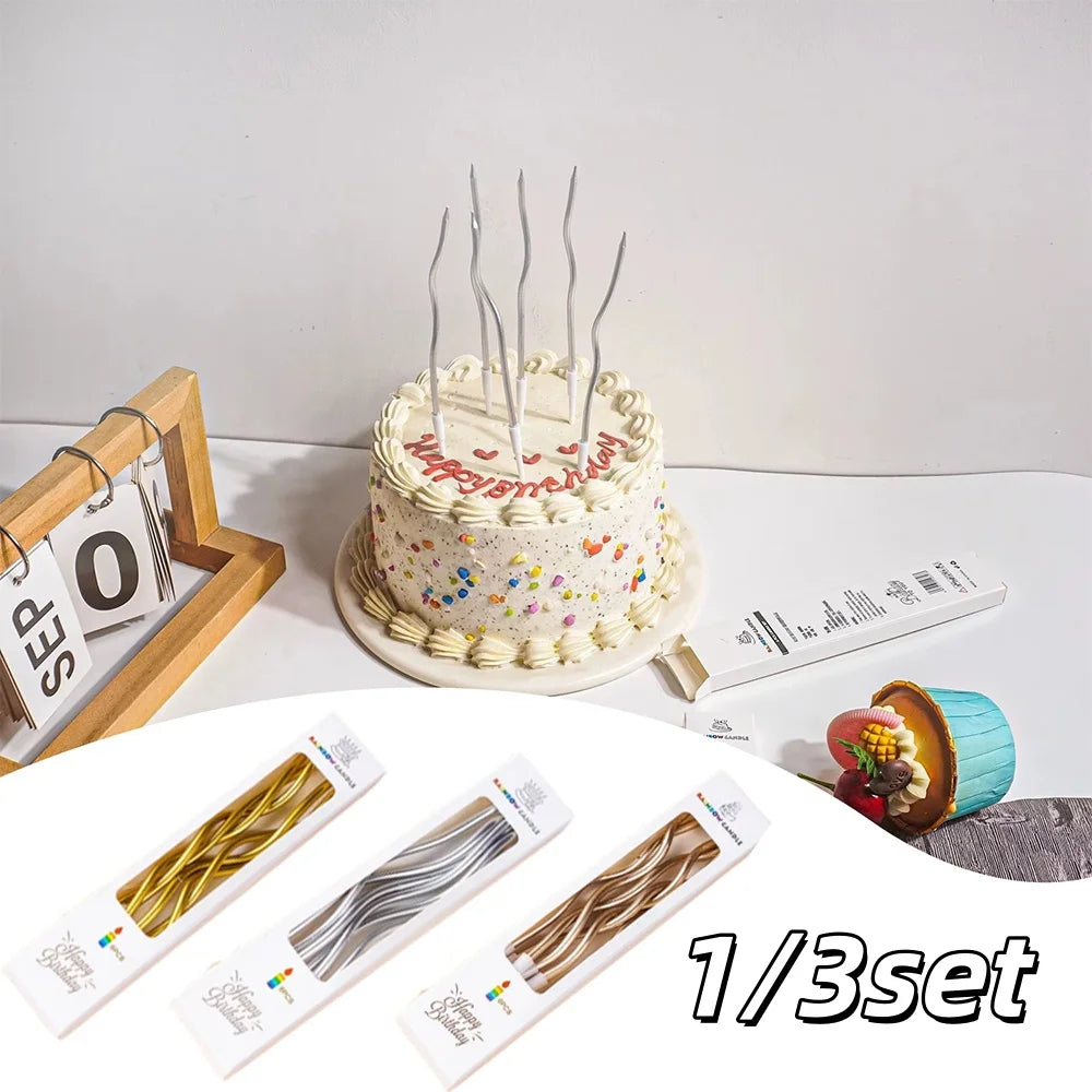 6pcs/Set Curved Cake Candles Birthday Cupcake Decorating Baby Shower Gender Reveal Candle Toppers Wedding Party Decorative