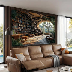 Enchanted Forest Library Tapestry – Vibrant Wall Decor