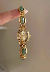 Luxury Green Jade Quartz Wristwatch for Women – Elegant Gift