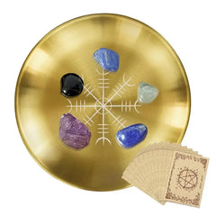 Witch Candle Holder Offering Plate Candlestick Altar Serving Tray Stainless Steel Tarot Candlestick Round Plate For Altar Prayer