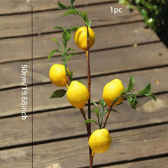1pcLuxury Lemon Fruit Branch With Green Leaves Artificial Flowers Home Photography Props Flores Artificales Fake Plants Home Decor, Plants & flowers