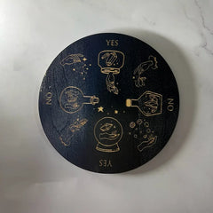 Muy Bien 1PC Wooden Pendulum Board for Divination Meditation Metaphysical Altar Coaster Crystal Base Mat Signs for Home Decor