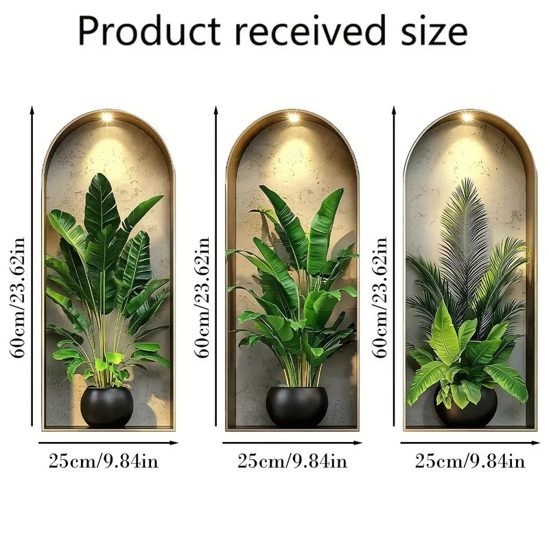 3D Watercolor Plant Wall Stickers - Realistic Potted Plants Decor, Self-Adhesive Vine Leaves For Living Room Bedroom Wall Decor