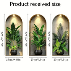 3D Watercolor Plant Wall Stickers - Realistic Potted Plants Decor, Self-Adhesive Vine Leaves For Living Room Bedroom Wall Decor