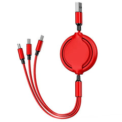 3 In 1 Retractable USB Cable  Fast Charging Data Cord For Iphone Samsung Huawei Xiaomi Multi Port Multiple Charging Wire