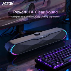 MUCW MU‑C06 PC Soundbar RGB Gaming Computer Speaker USB Plug Play Bluetooth 5.3 Sound Bar 6W Stereo Desktop Speaker for Laptop Mac Phone