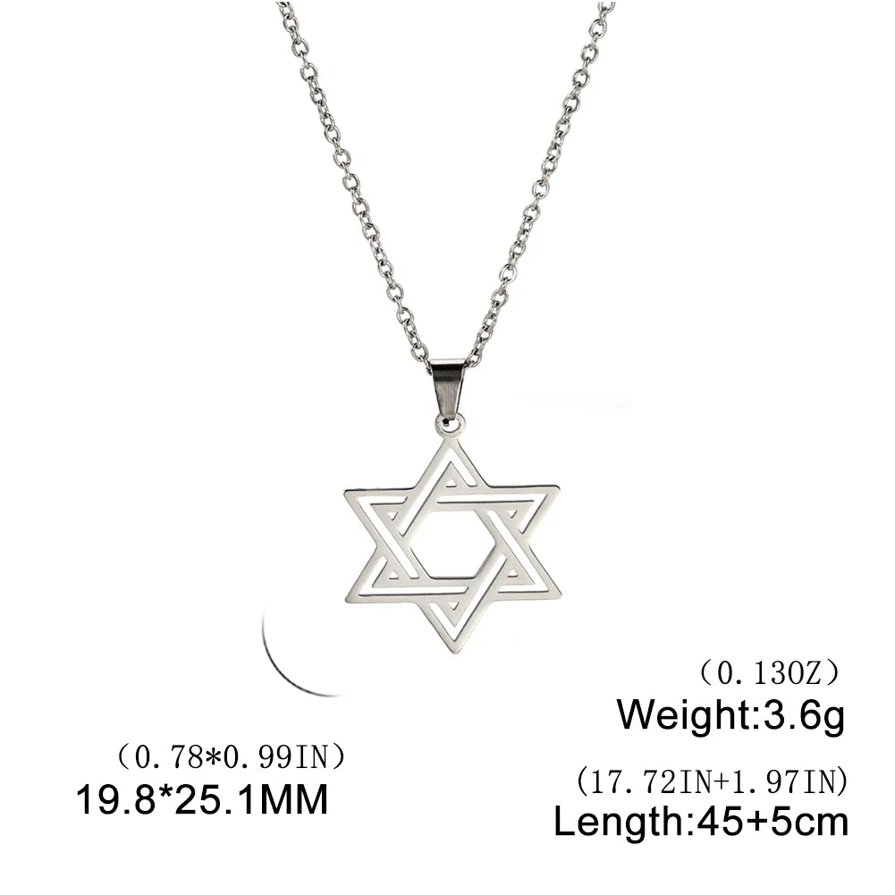 New Fashion Star of David Pendant Necklace  Simple Stainless Steel Necklace Jewelry Gift Wholesale