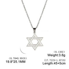 New Fashion Star of David Pendant Necklace  Simple Stainless Steel Necklace Jewelry Gift Wholesale