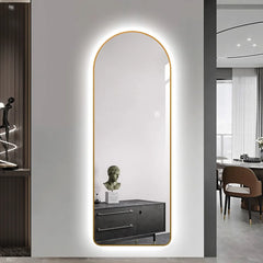 11.6 * 47 Inch Full-body Mirror U-shaped Smart LED Light Luminous Long Mirror with Metal Frame Hanging on The Wall Mirror Makeup