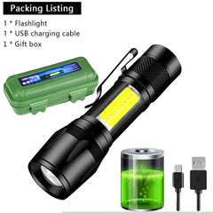 Ultra Bright LED Flashlight 2000LM Type-C Rechargeable Long Range Zoom Tactical Torch Outdoor Emergency Camping Fishing Lantern