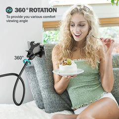 138cm Cell Phone Clip on Stand Holder with Grip Flexible Long Arm Gooseneck Lazy Bracket Mount Clamp for Smartphones ﻿