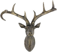Rustic Metal Stag Deer Head Wall Hanging Mounted Animal Sculpture Decoration for Living Room Office Bar Retro Iron Art Gift
