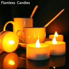 Tea Light Flameless Flickering Candles Battery Operated Votive Light Home Decor for Party Wedding Birthday Halloween Gifts decor