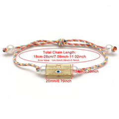 Lucky Eye Adjustable Colorful Braided Rope Bracelet Turkish Evil Eye Bead Copper Zircon Charm Bracelet for Women Men Jewelry