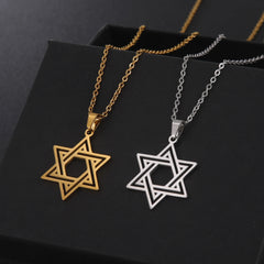 New Fashion Star of David Pendant Necklace  Simple Stainless Steel Necklace Jewelry Gift Wholesale