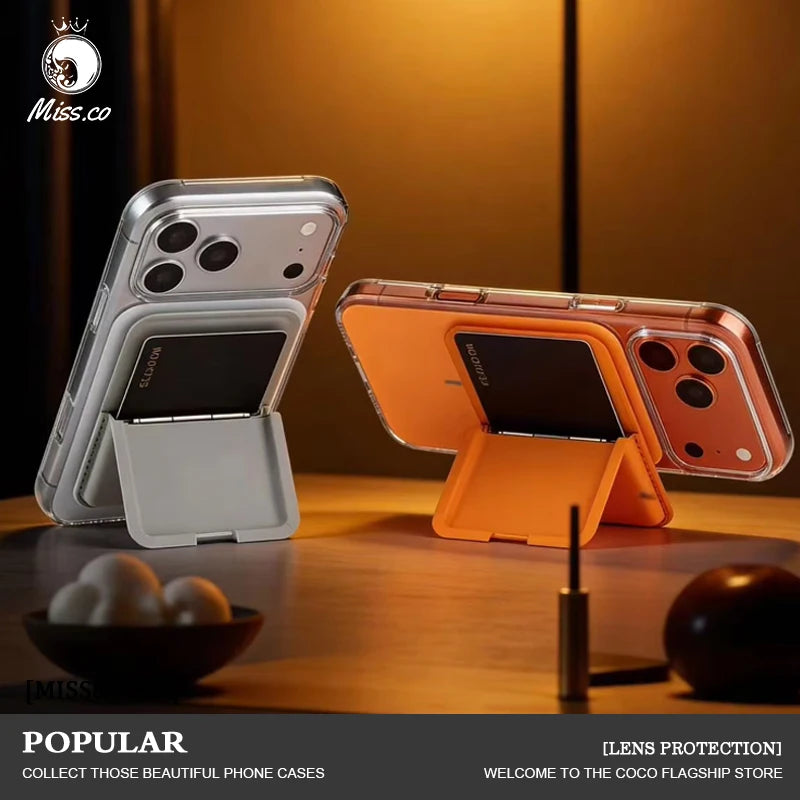 Ultra Thin Premium Magnetic PU Leather Phone Adsorption Stand Card Slot Holder Universal  Device Pouch Card Holder Accessories