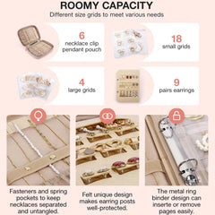 Jewelry Travel Organizer Case for Home Jewelry Organizer Storage Ring Binder Clear Bags Zipper Rolls Pouch for Necklaces，Rings