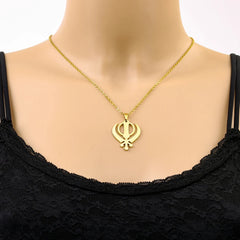 SONYA Stainless Steel Sikh Symbol Pendant Necklace for Men Women Unisex Ethnic Boho Couple Jewelry Tribal Gift Accessory