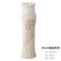 Modern Ceramic Flower Vase 48cm Large Floor Standing Golden Water-Filled European Style Living Room Decorative Flower Pot