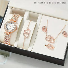 Luxury Women’s Diamond Steel Band Watch & Bracelet Set