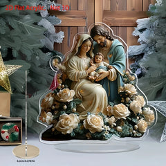 2D Acrylic Desktop Christmas Decor - Jesus' Birth Virgin Mary Angel Cartoon Print Christian Home Christmas 2026 New Year Gift