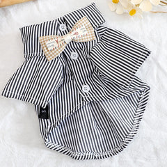 Pet Dog Clothes Bowknot Striped Shirts Thin Summer Blue Fashion Chihuahua Stripe Shirt for Small Pet Shop Pet Clothing