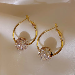 Real Gold Plated Zircon Bead Earrings – Luxury Women’s Party Jewelry