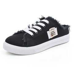 2024 Spring Summer Women Canvas Sneaker Low Top Denim Sneakers Ladies Lace-Up Flat Canvas  Board Shoes Female Flat Shoes