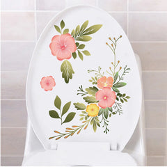 Green Plant Leaves Bathroom Toilet Sticker WC Closestool Wall Sticker Self Adhesive Mural Beautify Flower Home Decor Decals