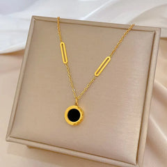 Fashion Roman Digital Wafer Pendant Necklace Stainless Steel Party Jewelry Sexy Choker