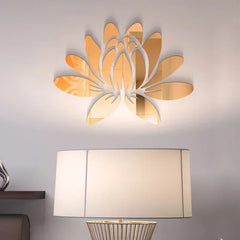 Lotus 3D Mirror Wall Art Sticker Home Living Room Bedroom Office Hallway Wall Decor Acrylic Mirror Reflective Wall Sticker