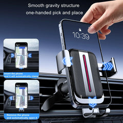 New Upgraded Car Air Vent Phone Holder,Gravity Automatic Lock Car Phone Holder, Aluminum Alloy Vertical Rotation Car Mount