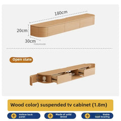 Solid Wood Suspended TV Stand Creative Wall-mounted Storage TV Cabinet Living Room Furniture Home Designer Center Table h