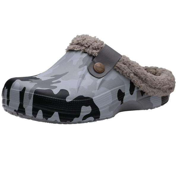 Asgard Winter Fur Furry Slippers For Men Outdoor Fashion Waterproof Plush Cotton Slippers Indoor Warm Cozy Non-slip Home Shoes