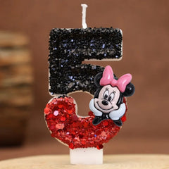 Hot Happy Birthday Number 0-9 Candles Cartoon Mickey Minnie Mouse Candle Cake Cupcake Topper Party Decoration Supplies DIY Gifts