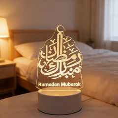 Muslim Ramadan Festival Supplies Neon Lamp USB Operated 3D Acrylic LED Night Light EID Mubarak Ornaments Bedroom Home Decor