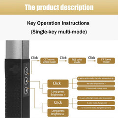 LUXCEO Q508A 10W RGB CCT Video Light 2600mAh Rechargeable LED Stick Photo Lamp 36 Colors Studio Lighting for Youtube Photography