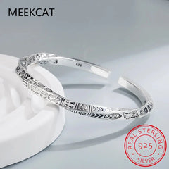 925 Sterling Silver Geometry Totems Open Bracelets Bangles For Women Luxury Designer Jewelry Gift Female Free Shipping
