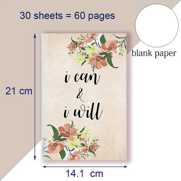A5 Notebook Note Book Motivational Quote - I Can and I Will - Sketch Writing Blank Journal Success Notepad New Job Graduation