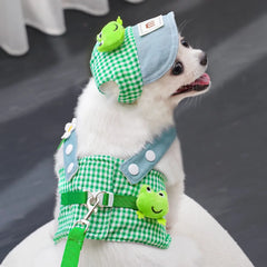 Cartoon Pet Harness Leash Sun Hat Set Cute Kitten Puppy Costume Cat Small Dogs Vest Harness Rope Cap 3pcs Outdoor Pet Shop