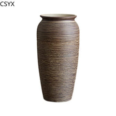 Vintage Chinese Zen Handcrafted Ceramic Pottery Vase, Rustic Living Room Floral Decor, Ideal for Room & Chambre
