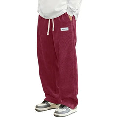 Animal Game Outdoor Mens Corduroy Casual Pants Loose Fit Baggy Pants Straight Sweatpants Elastic Waist Drawstring Streetwear