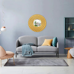 3PCS Golden Frame Decorative Mirror Sun Shaped Hanging Mirrors Wall Decor Living Room Background Mirror Home Decorations