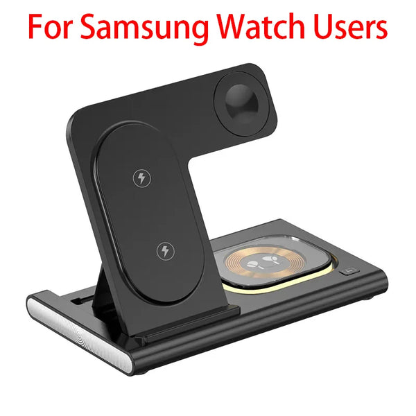 Foldable 3 In 1 Wireless Charger Stand Pad Desktop Fast Charging Station For iPhone 17 16 15 14 13 Samsung Apple Watch Airpods