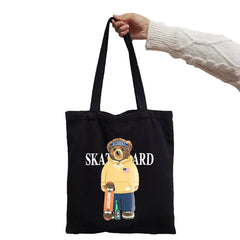 Black White Bear Print Shopper Tote for Women