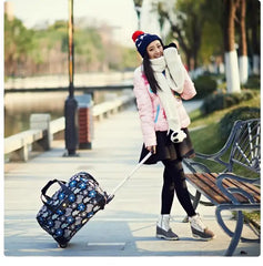 Women 18 inch carry on hand luggage trolley bag women travel trolley bag travel tote on wheels for women short trip luggage bag