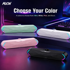 MUCW MU‑C06 PC Soundbar RGB Gaming Computer Speaker USB Plug Play Bluetooth 5.3 Sound Bar 6W Stereo Desktop Speaker for Laptop Mac Phone